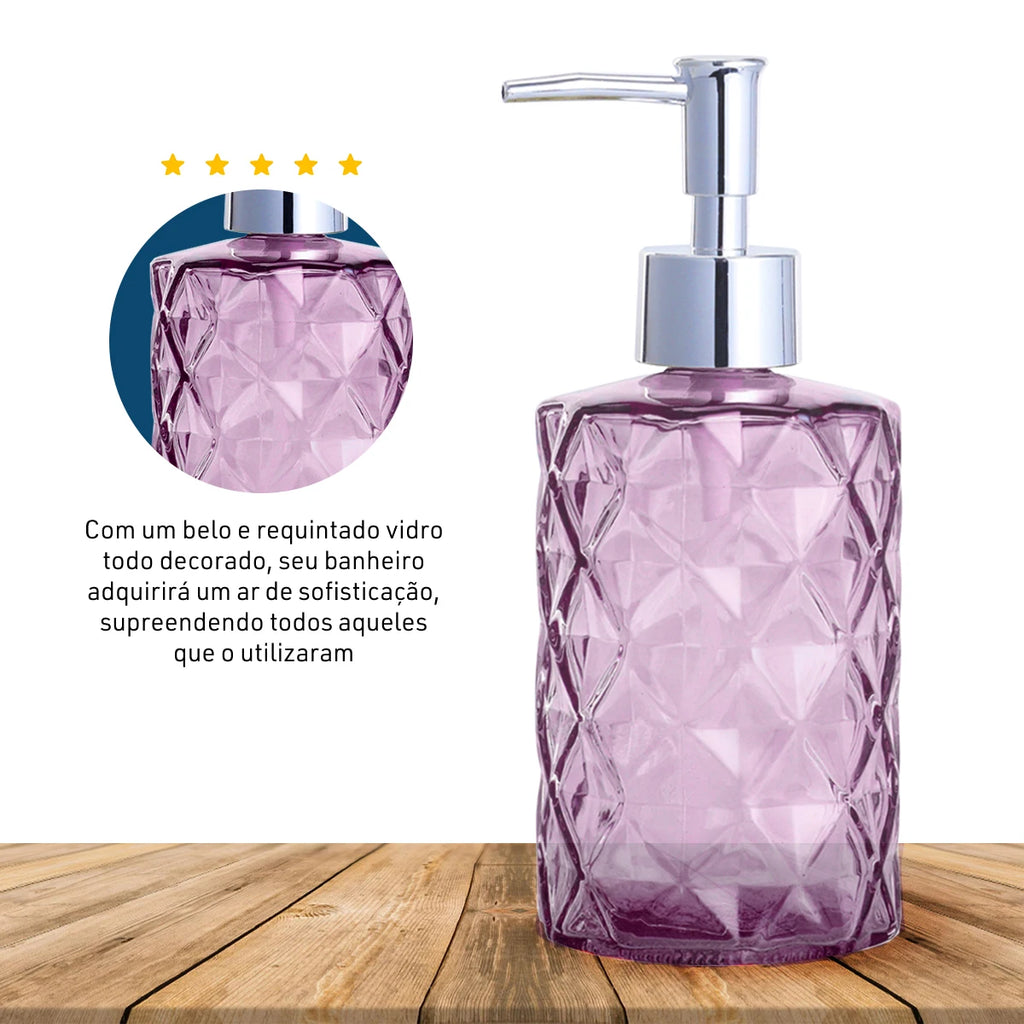 Dispenser de Vidro para Sabonete Líquido 330ml Álcool Gel Banheiro e Lavabo – Dolce Home