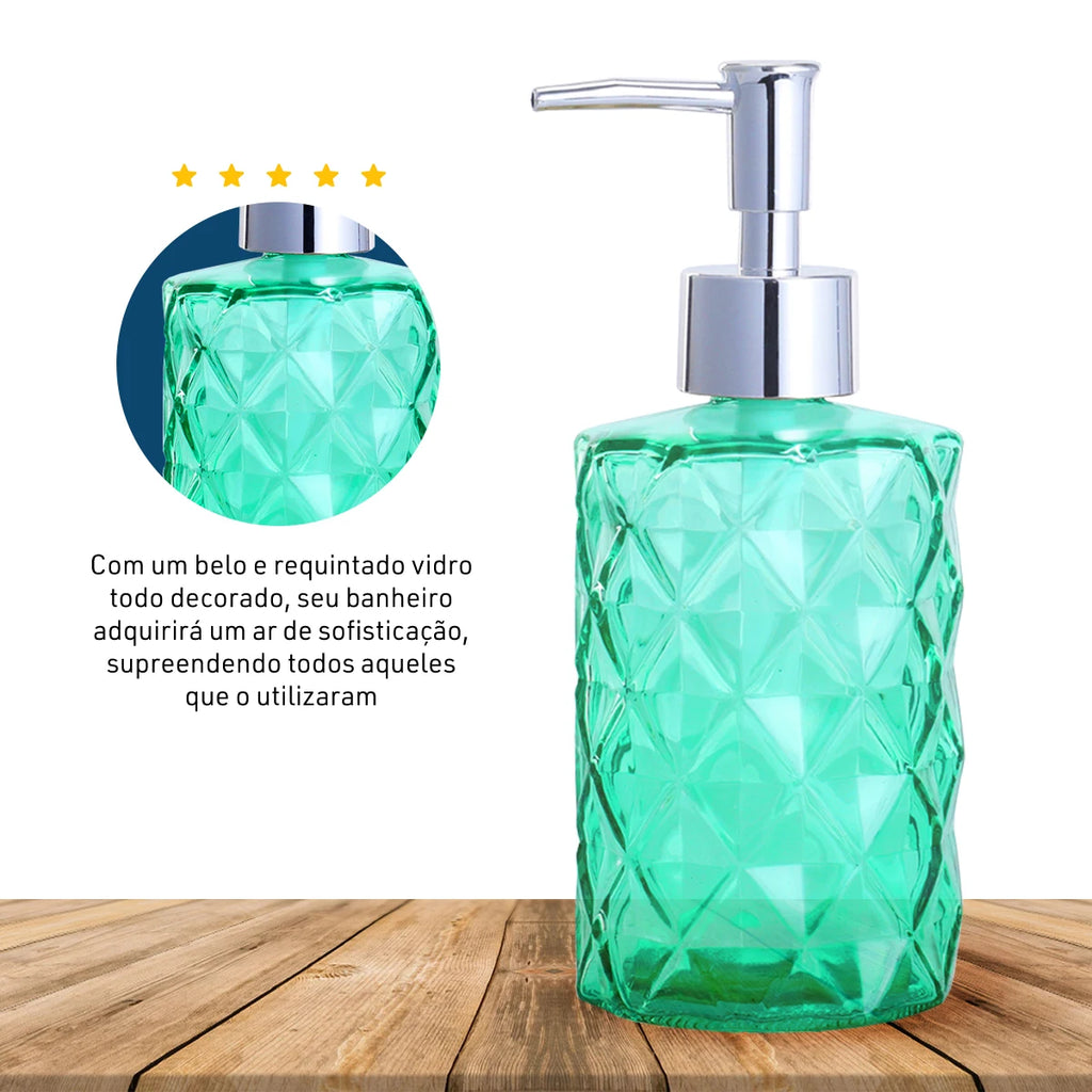 Dispenser de Vidro para Sabonete Líquido 330ml Álcool Gel Banheiro e Lavabo – Dolce Home