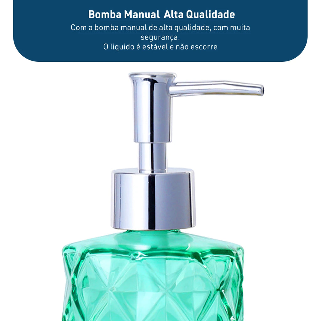 Dispenser de Vidro para Sabonete Líquido 330ml Álcool Gel Banheiro e Lavabo – Dolce Home