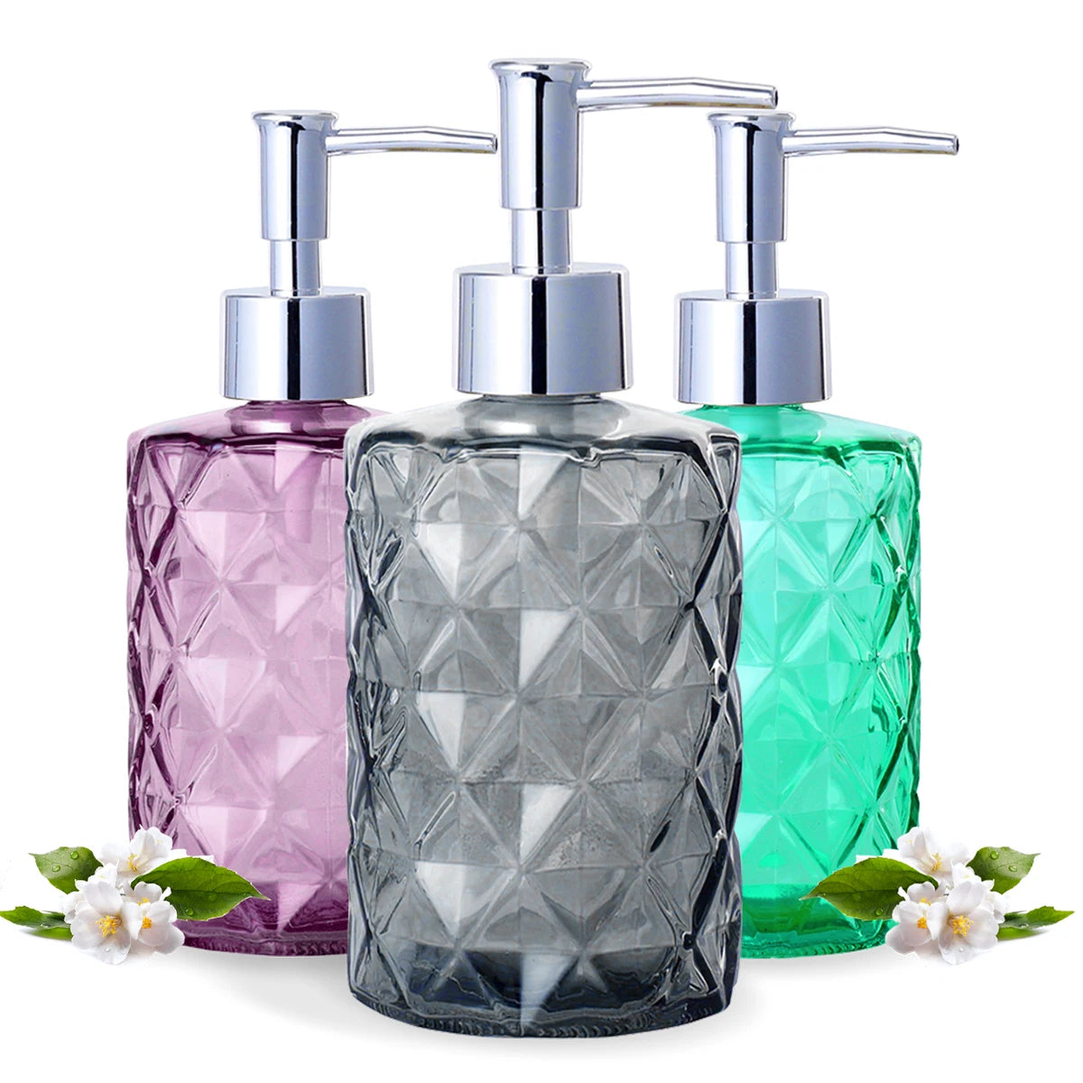 Dispenser de Vidro para Sabonete Líquido 330ml Álcool Gel Banheiro e Lavabo – Dolce Home