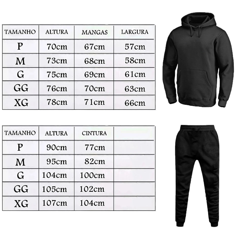 Blusa de Moletom Masculino Casual Liso Básico Branca e Preta do P ao G1