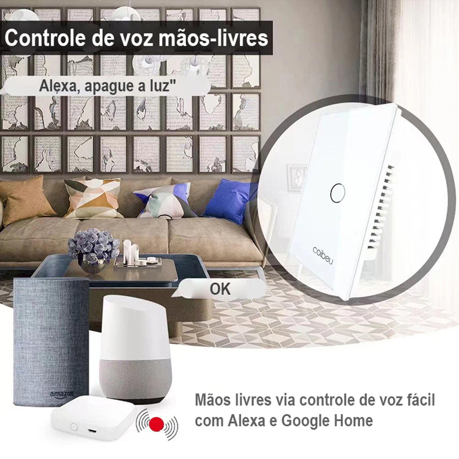 Interruptor Inteligente WiFi BR,tomada inteligente wifi com neutro,Tomada De Parede Alexa, Google Home switch