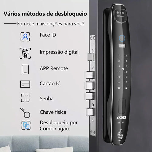 3D Face Smart Door Lock Security Camera Monitor Intelligent Fingerprint Password Biometric Electronic Key Unlock