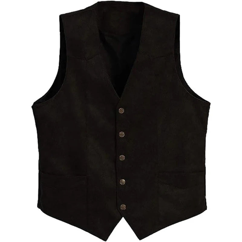 Men s  Fit V-Neck Suit Vest with Button Closure and Curved Hemline Sleeveless Single Breasted Waistcoat for Formal Events