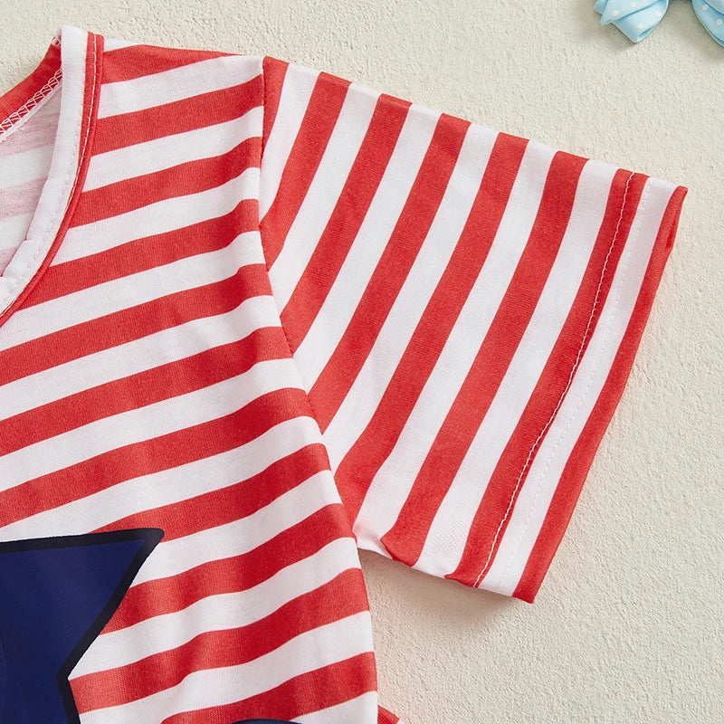 Women s Patriotic Fourth of July Sleeveless A-Line Dress with American Flag Print and Bow Detail