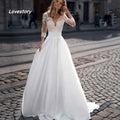 Customized Elegant A Line Wedding Dresses Scalloped Collar Bridal Dress Lace Simple Bride Gowns New Arrival Vestido De Novia