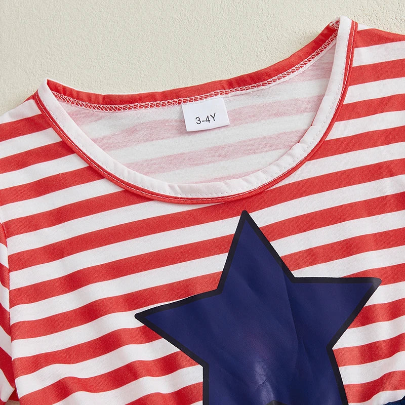 Women s Patriotic Fourth of July Sleeveless A-Line Dress with American Flag Print and Bow Detail