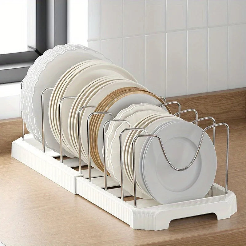 Expandable Pot and Pan Organizer Rack Stainless Steel Pot Lids Organizer Kitchen Pan Organizer for Cabinet Cookware Dish Rack