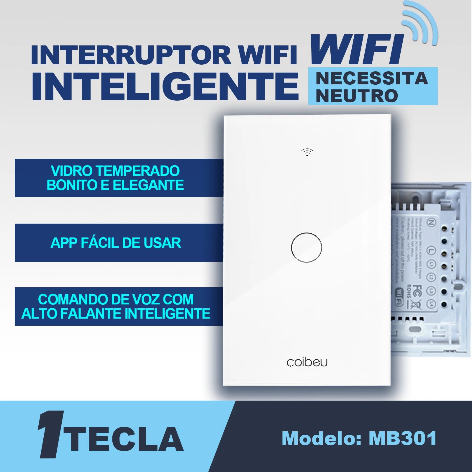 Interruptor Inteligente WiFi BR,tomada inteligente wifi com neutro,Tomada De Parede Alexa, Google Home switch
